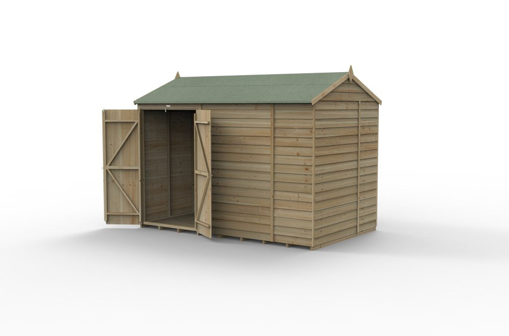 Forest Garden 4life Reverse Apex Shed 10x6 with Double Door and No Windows