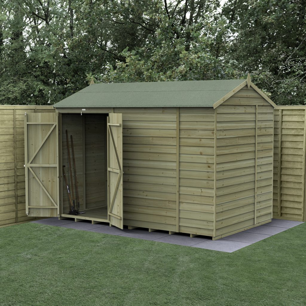 Forest Garden 4life Reverse Apex Shed 10x6 with Double Door and No Windows