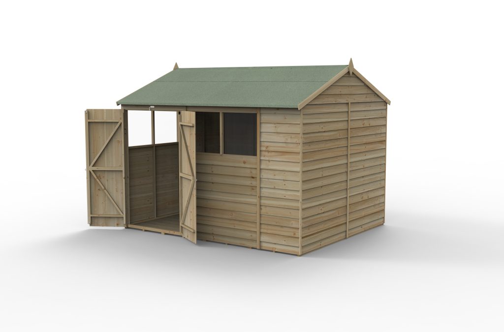 Forest Garden 4life Reverse Apex Shed 10x8 - Double Door - 4 Windows