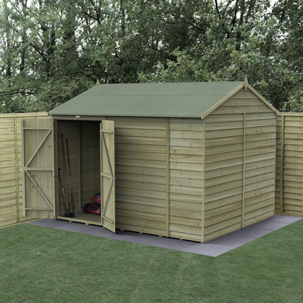 Forest Garden 4life Reverse Apex Shed 10x8 with Double Door and No Windows