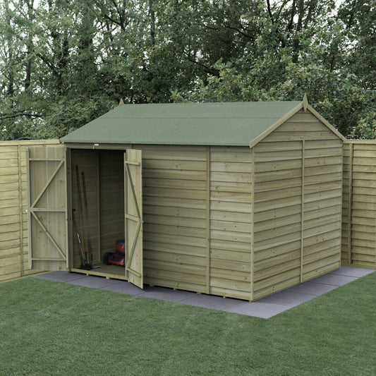 Forest Garden 4life Reverse Apex Shed 10x8 with Double Door and No Windows