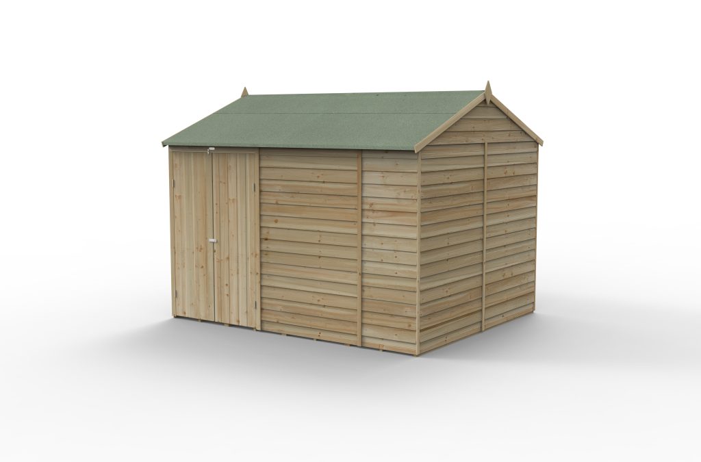 Forest Garden 4life Reverse Apex Shed 10x8 with Double Door and No Windows