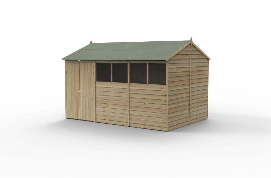 Forest Garden 4life Reverse Apex Shed 12x8 with Double Door and 6 Windows