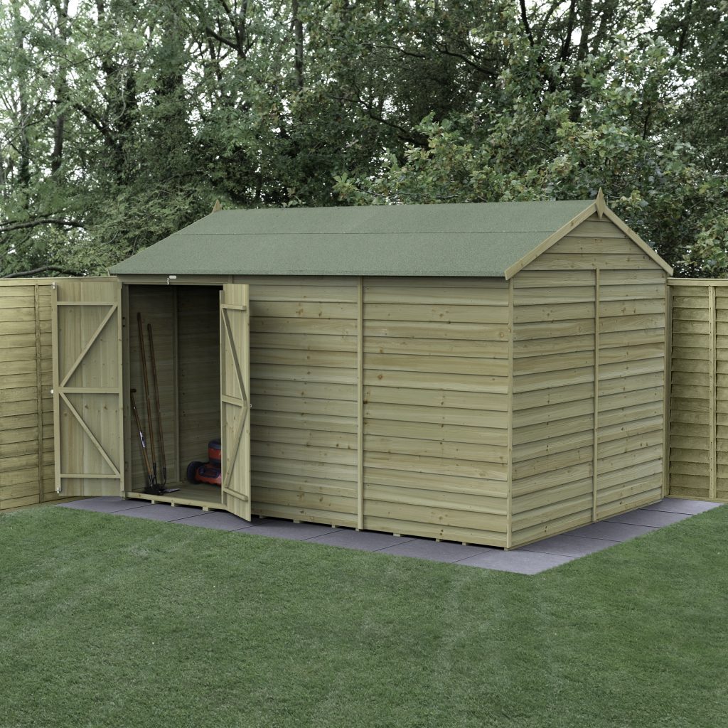 Forest Garden 4life Reverse Apex Shed 12x8 with Double Door and No Windows