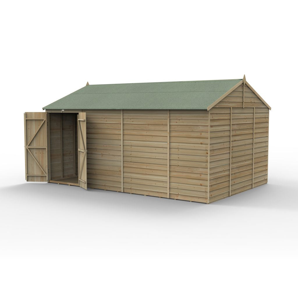 Forest Garden 4life Reverse Apex Shed 15x10 with Double Door and No Windows