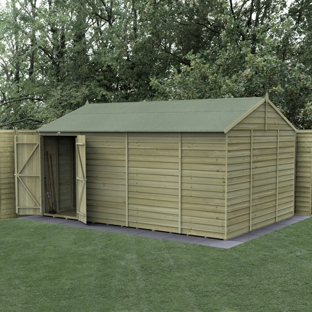 Forest Garden 4life Reverse Apex Shed 15x10 with Double Door and No Windows