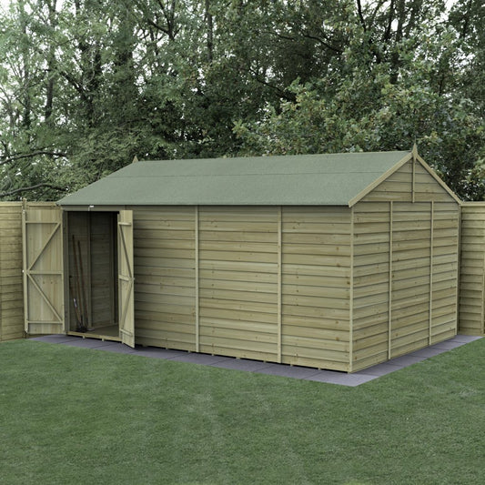 Forest Garden 4life Reverse Apex Shed 15x10 with Double Door and No Windows