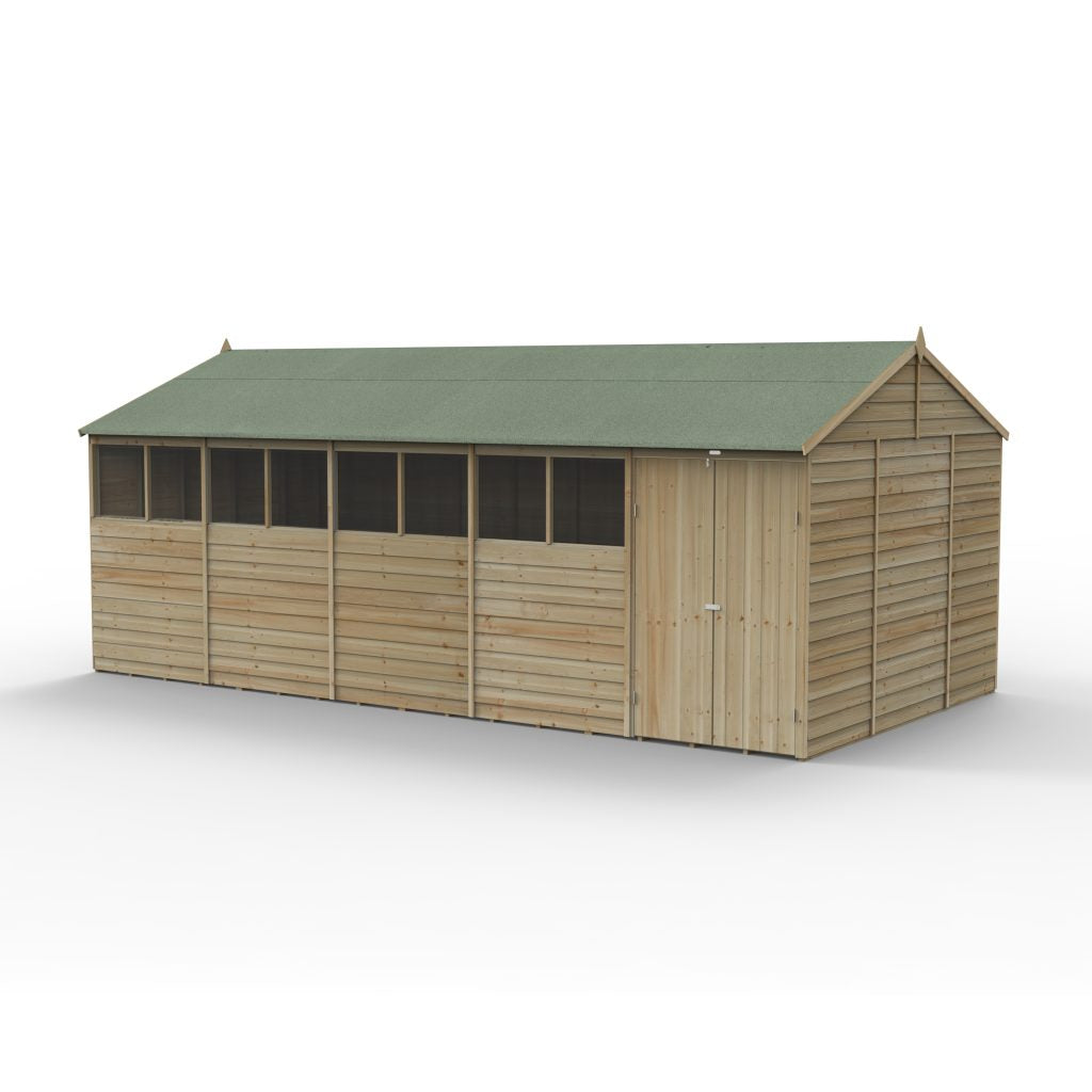 Forest Garden 4life Reverse Apex Shed 20x10 with Double Door and 8 Windows