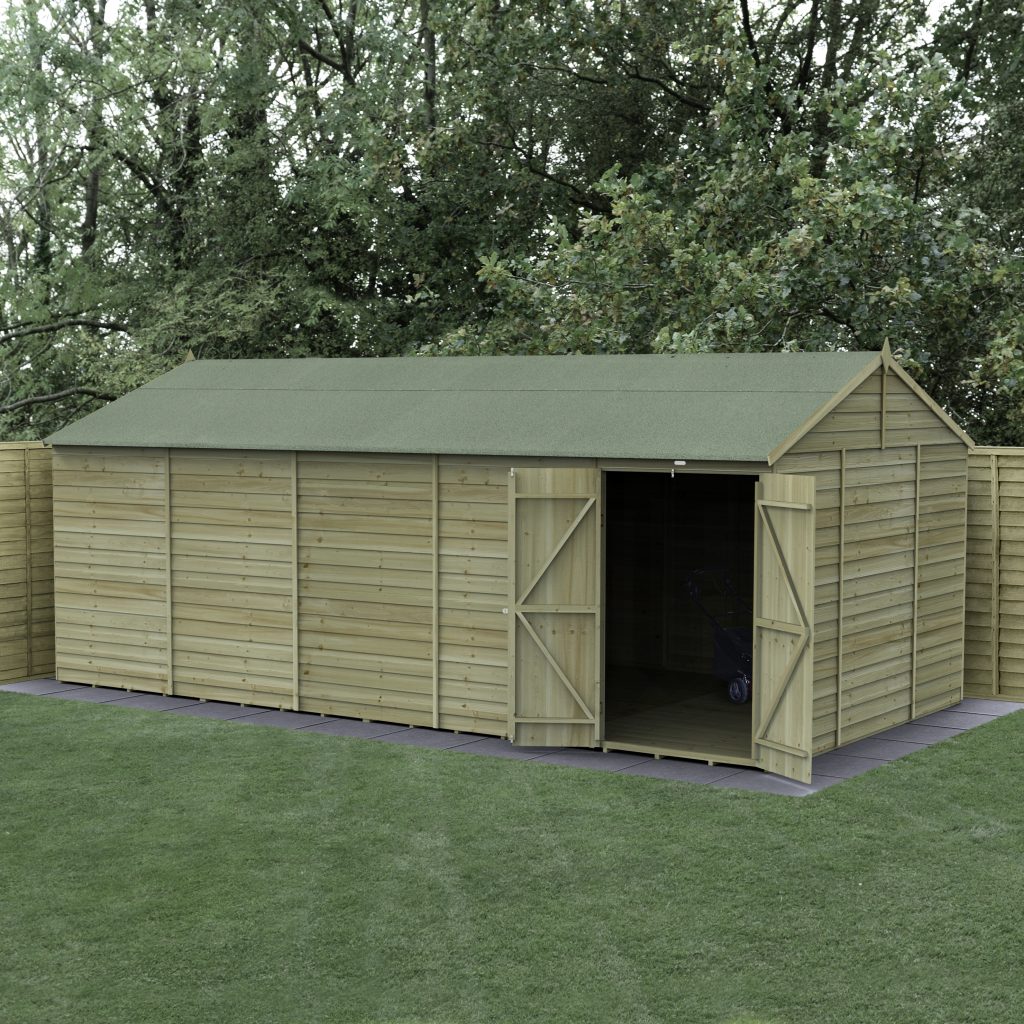 Forest Garden 4life Reverse Apex Shed 20x10 with Double Door and No Windows