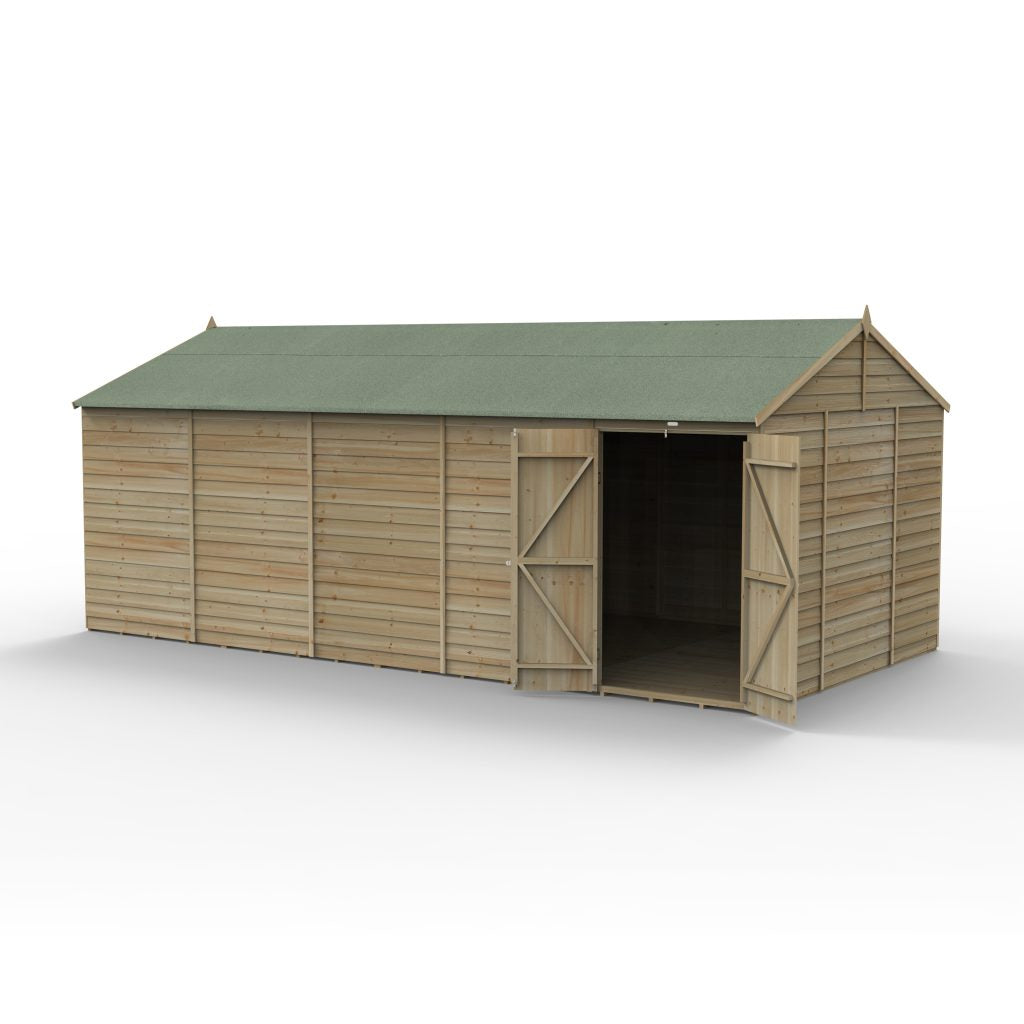 Forest Garden 4life Reverse Apex Shed 20x10 with Double Door and No Windows