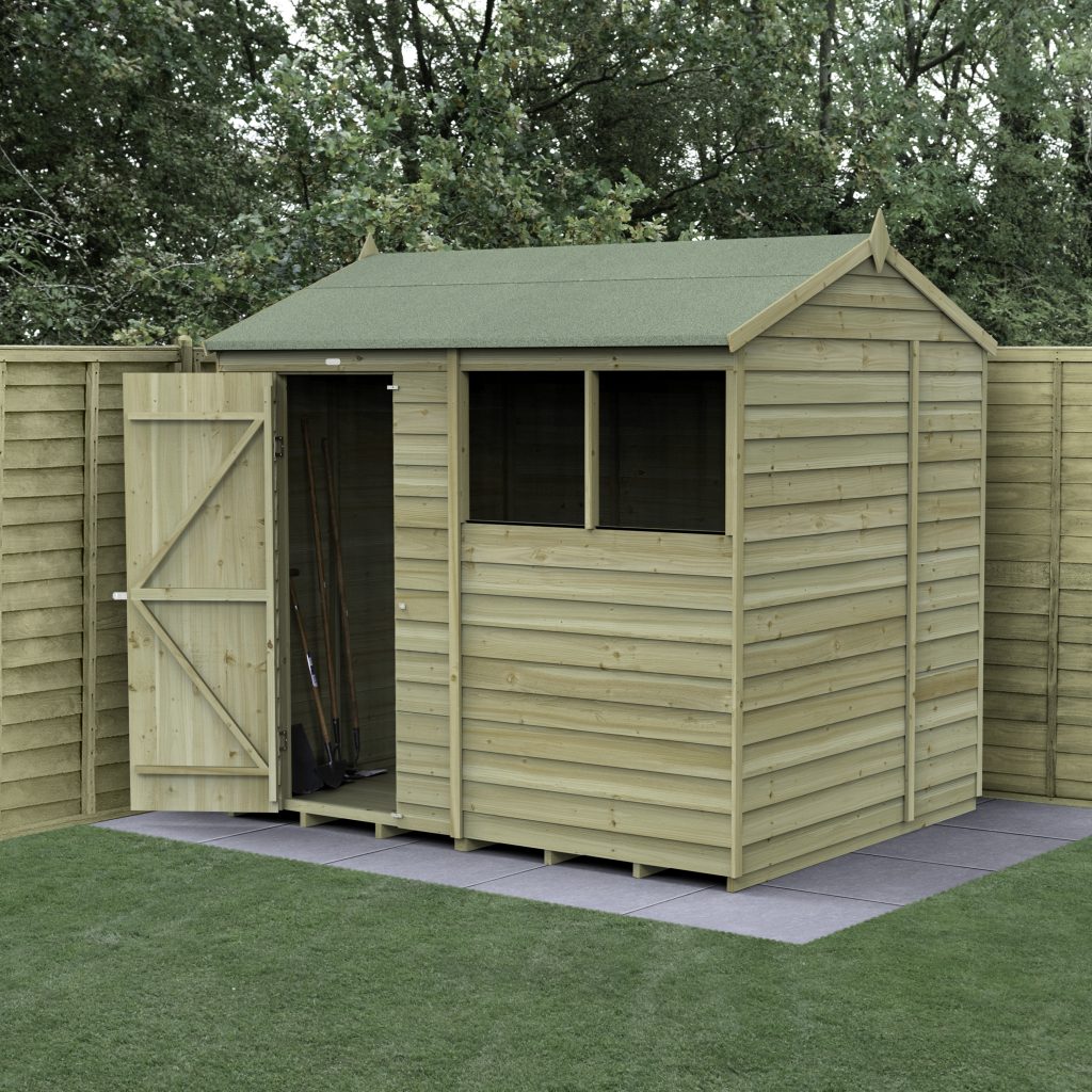 Forest Garden 4life Reverse Apex Shed 8x6 - Single Door - 2 Windows