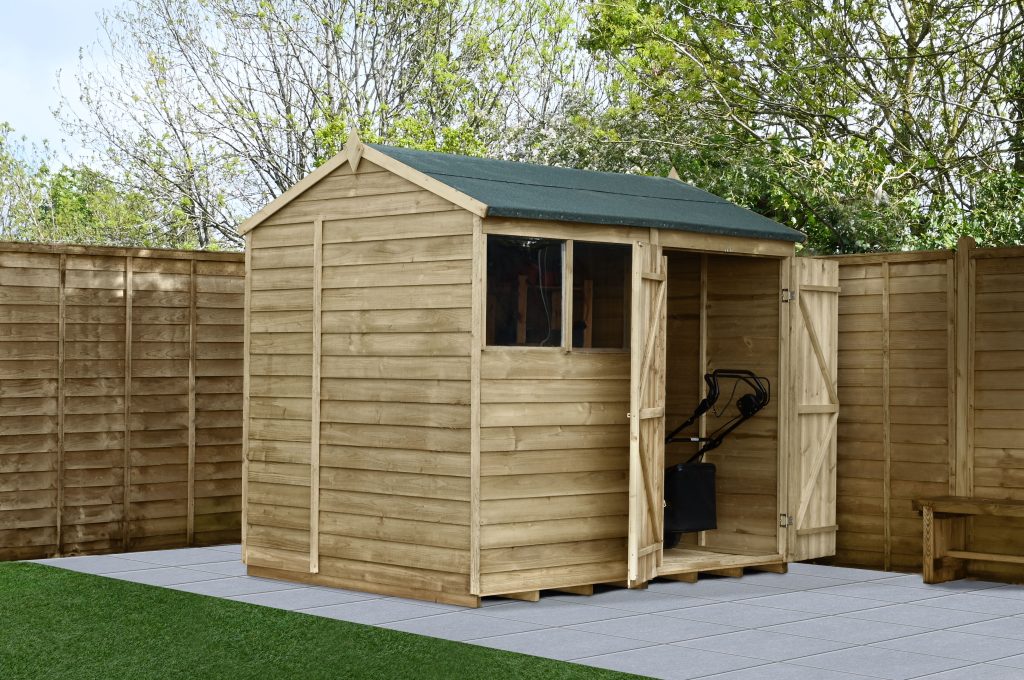Forest Garden 4life Reverse Apex Shed 8x6 with Double Door and 2 Windows