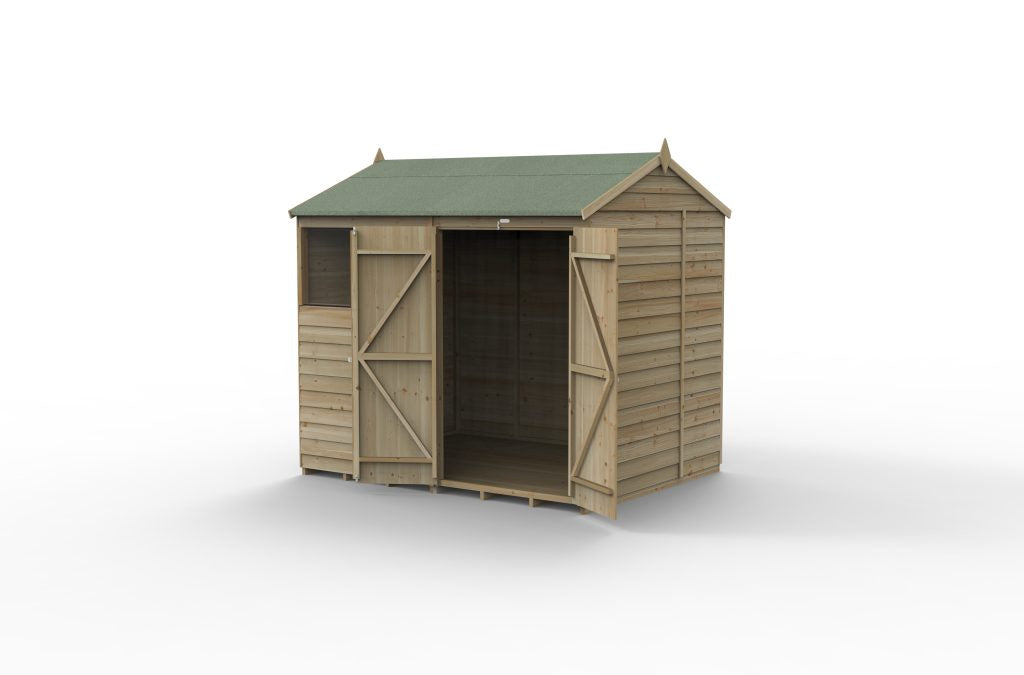 Forest Garden 4life Reverse Apex Shed 8x6 with Double Door and 2 Windows