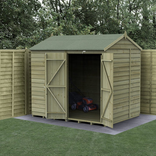 Forest Garden 4life Reverse Apex Shed 8x6 with Double Door and No Windows