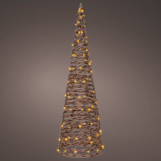 Kaemingk LED cone gb wicker steady outdoor - brown/classic warm - 60cm