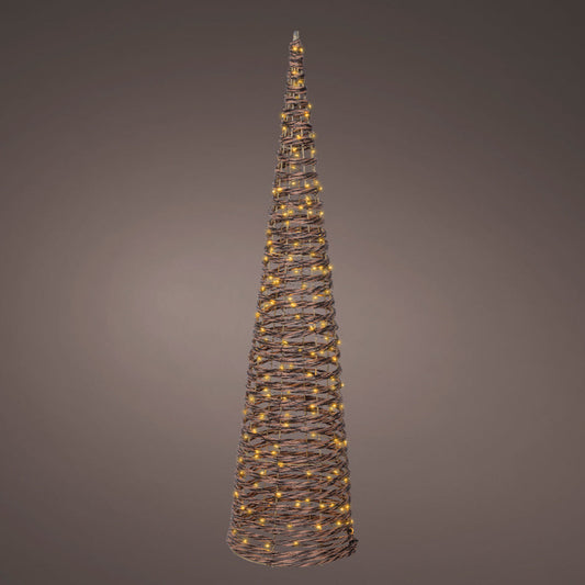 Kaemingk LED cone wicker steady outdoor - brown/classic warm - 90cm