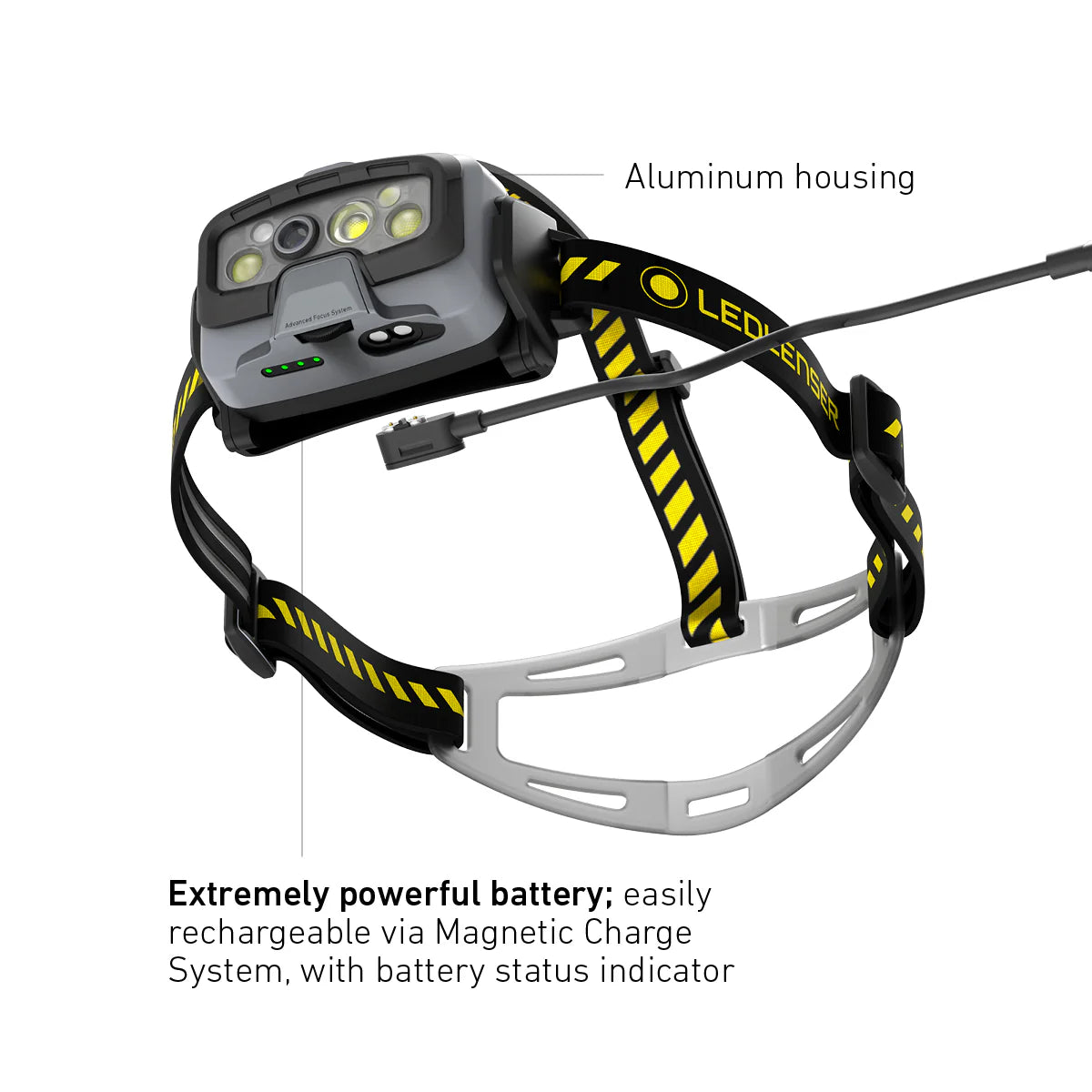 LED LENSER HF8R Work Rechargeable Head Torch Yellow