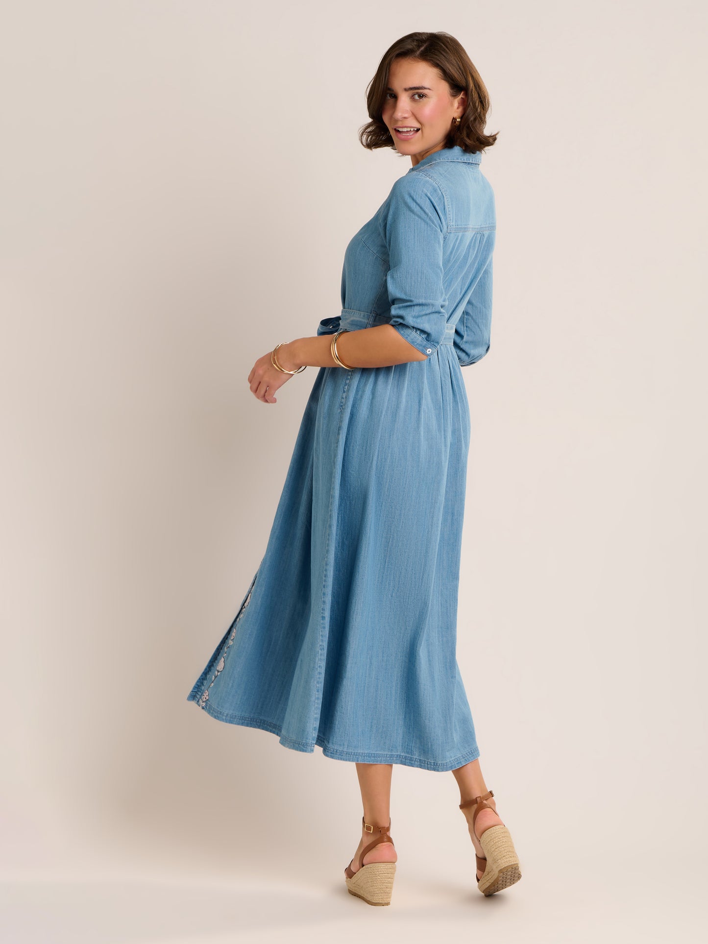 Brakeburn Viviana Embroidered Maxi Denim Dress