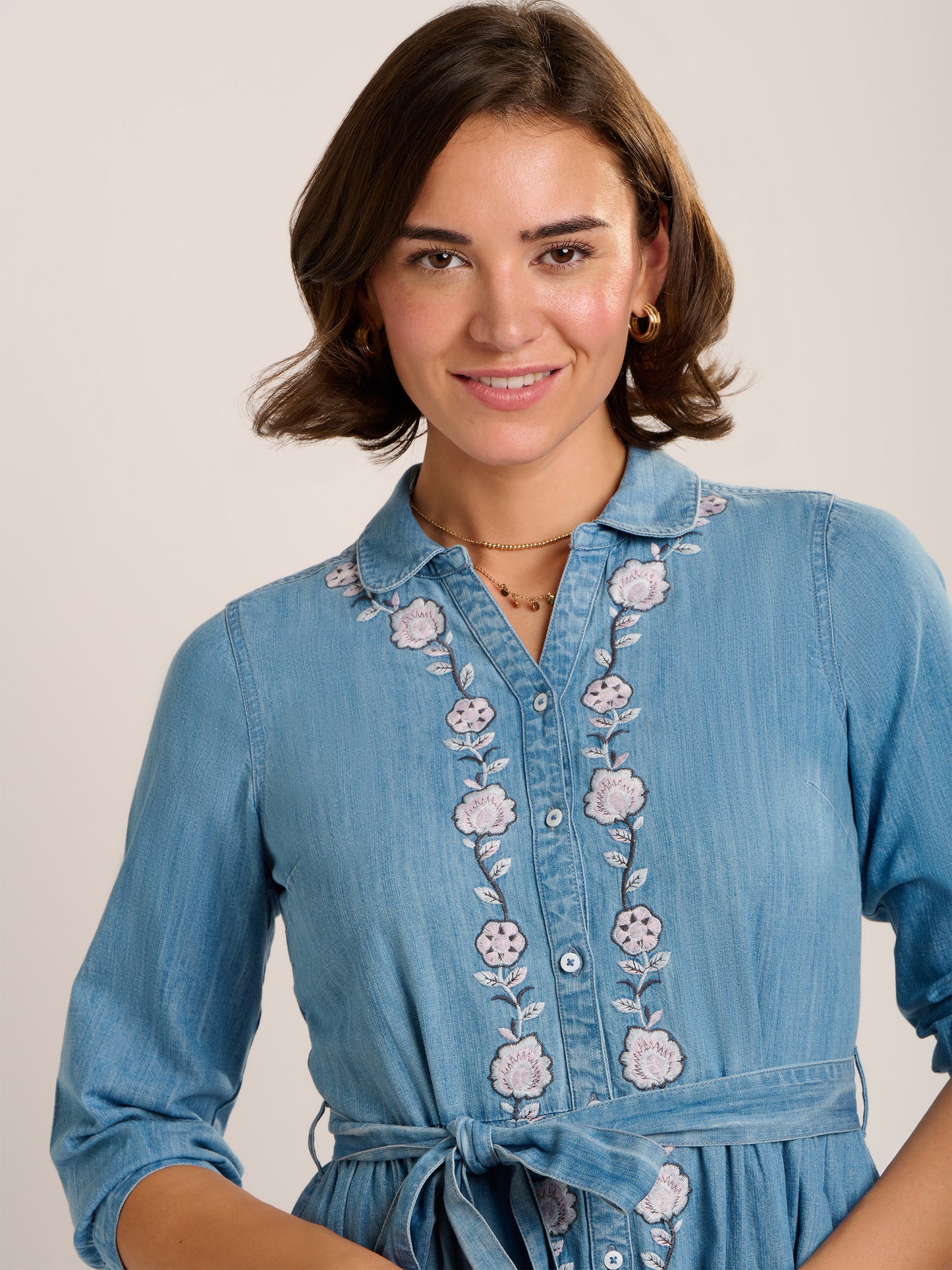 Brakeburn Viviana Embroidered Maxi Denim Dress