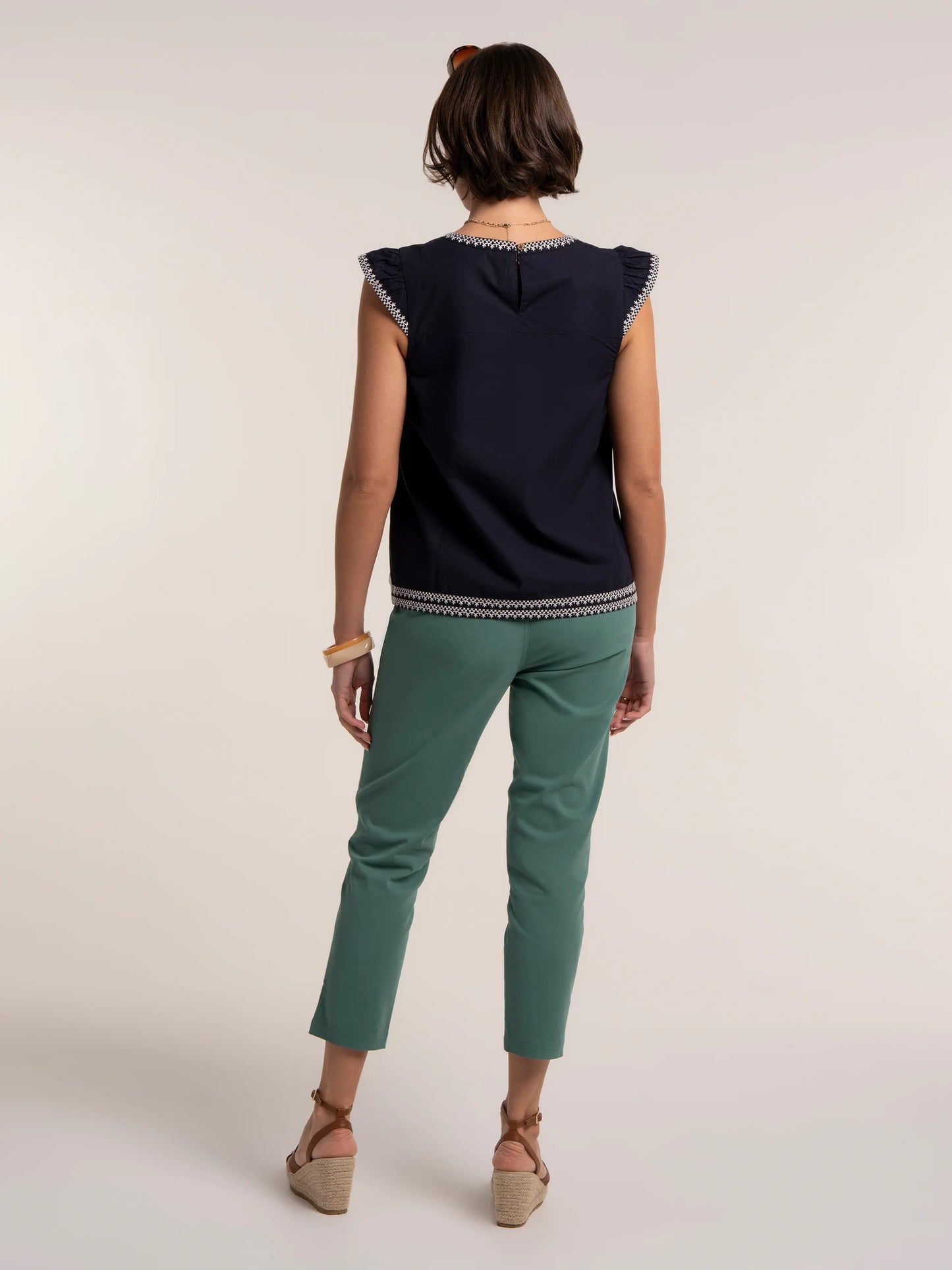 Brakeburn Clement Embroidered Sleeveless Blouse