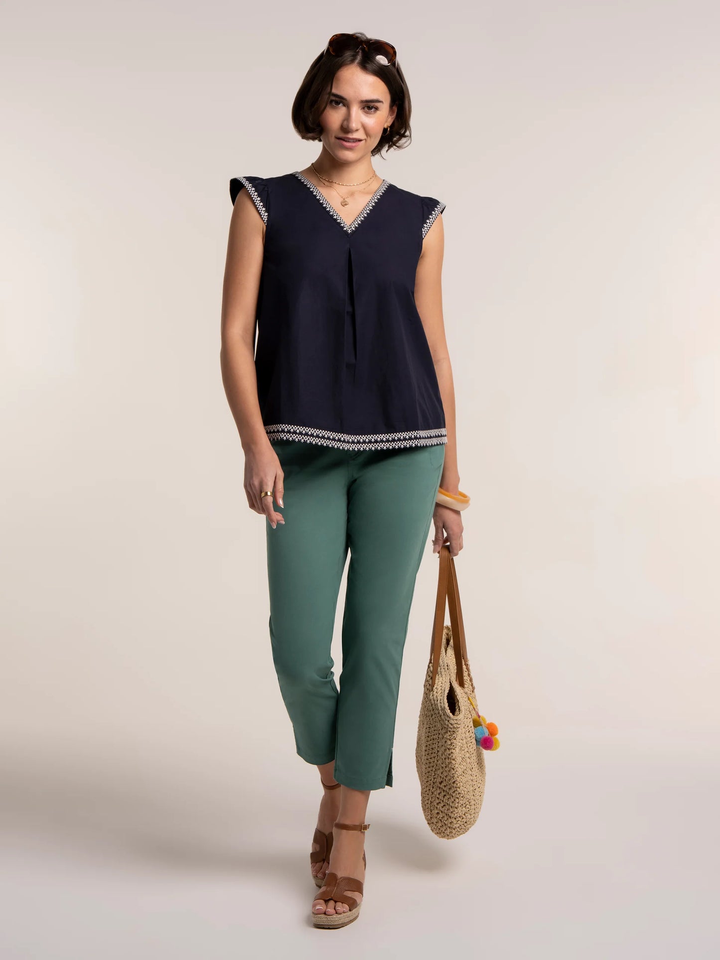 Brakeburn Clement Embroidered Sleeveless Blouse
