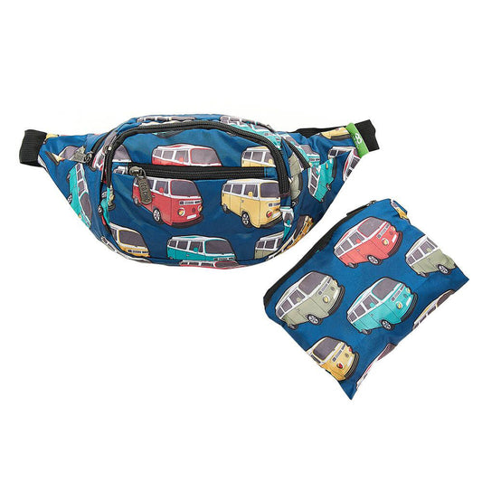 Eco Chic Lightweight Foldable Bum Bag Camper Vans Teal