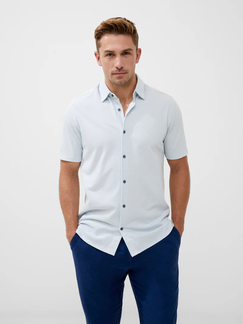 French Connection Stripe Texture Jersey Short Sleeve Shirt