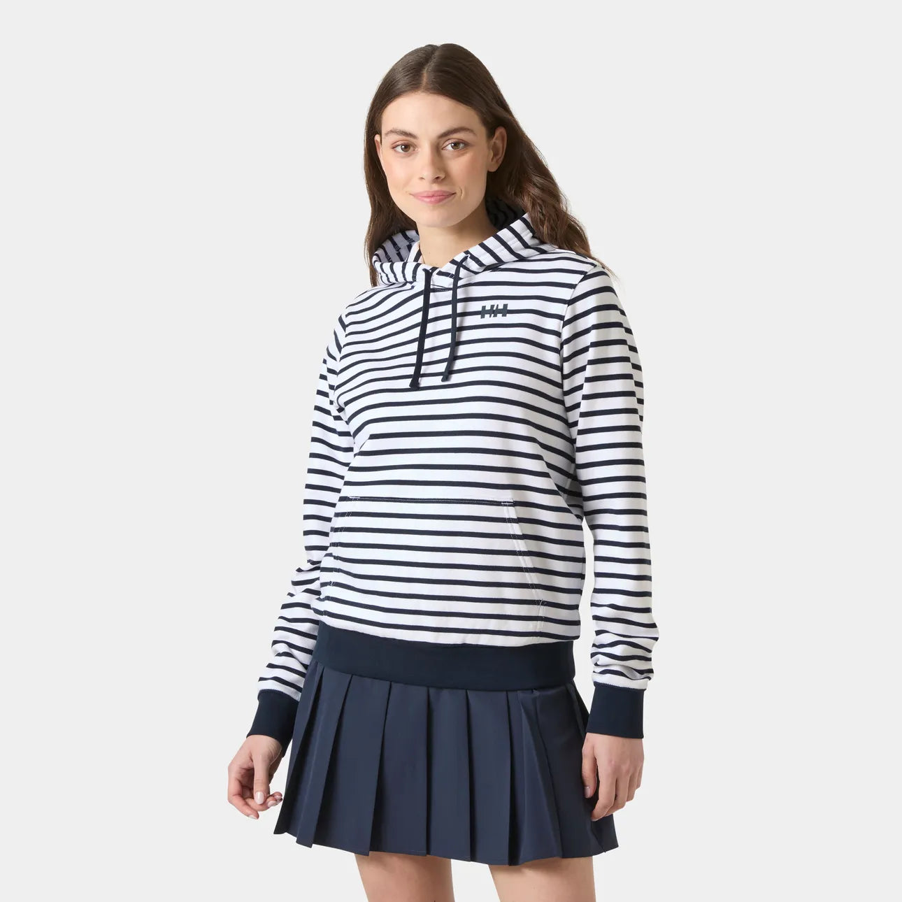 Helly Hansen Womens Core Graphic Hoodie in White Lifestyle Stripe