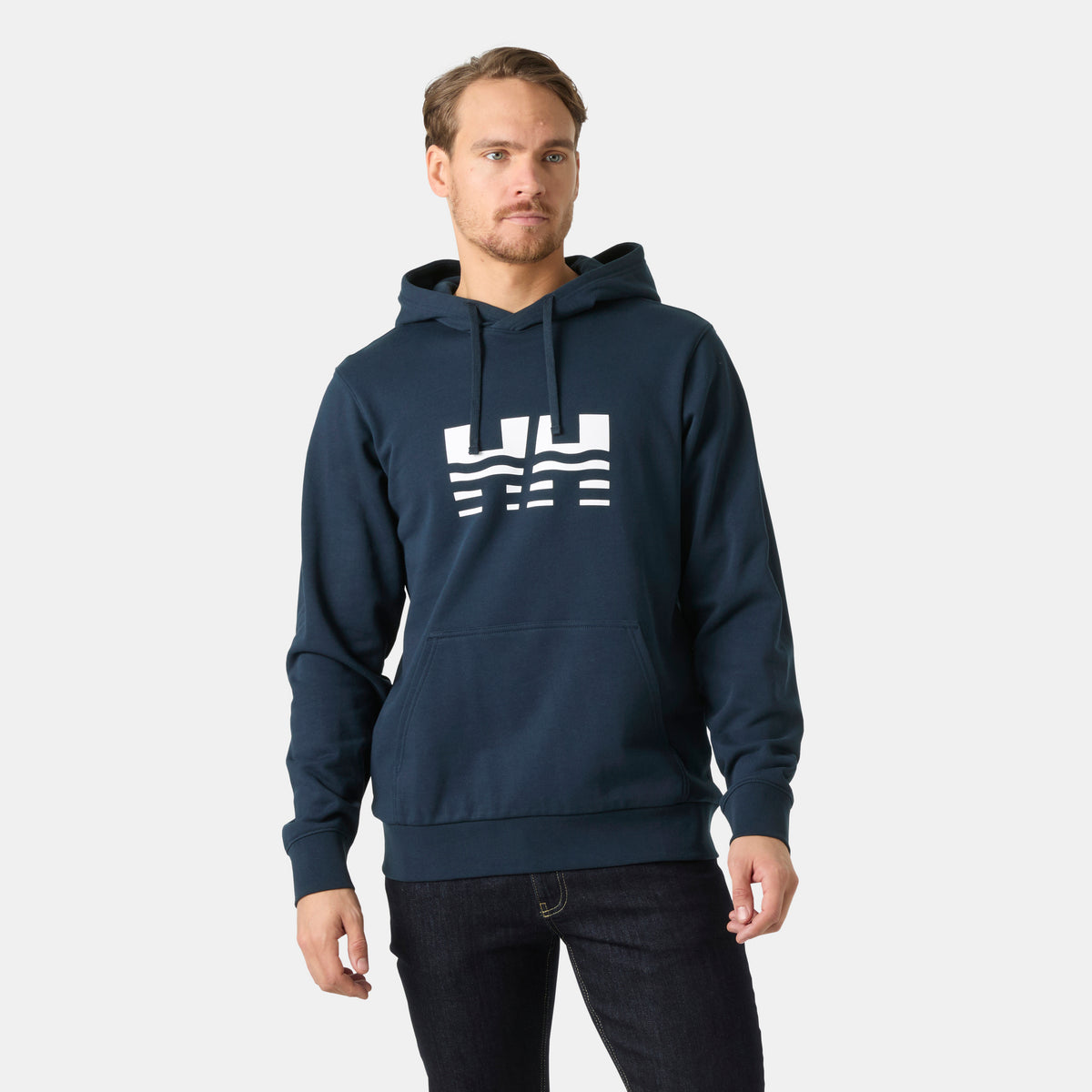 Helly Hansen Men's Core Graphic Hoodie in soft French terry cotton with chest graphic