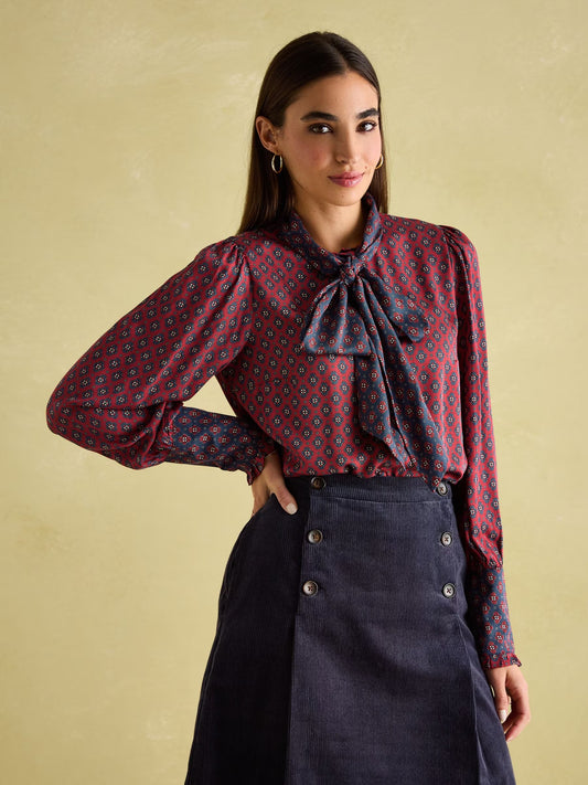 Joules Everly Tie Neck Blouse