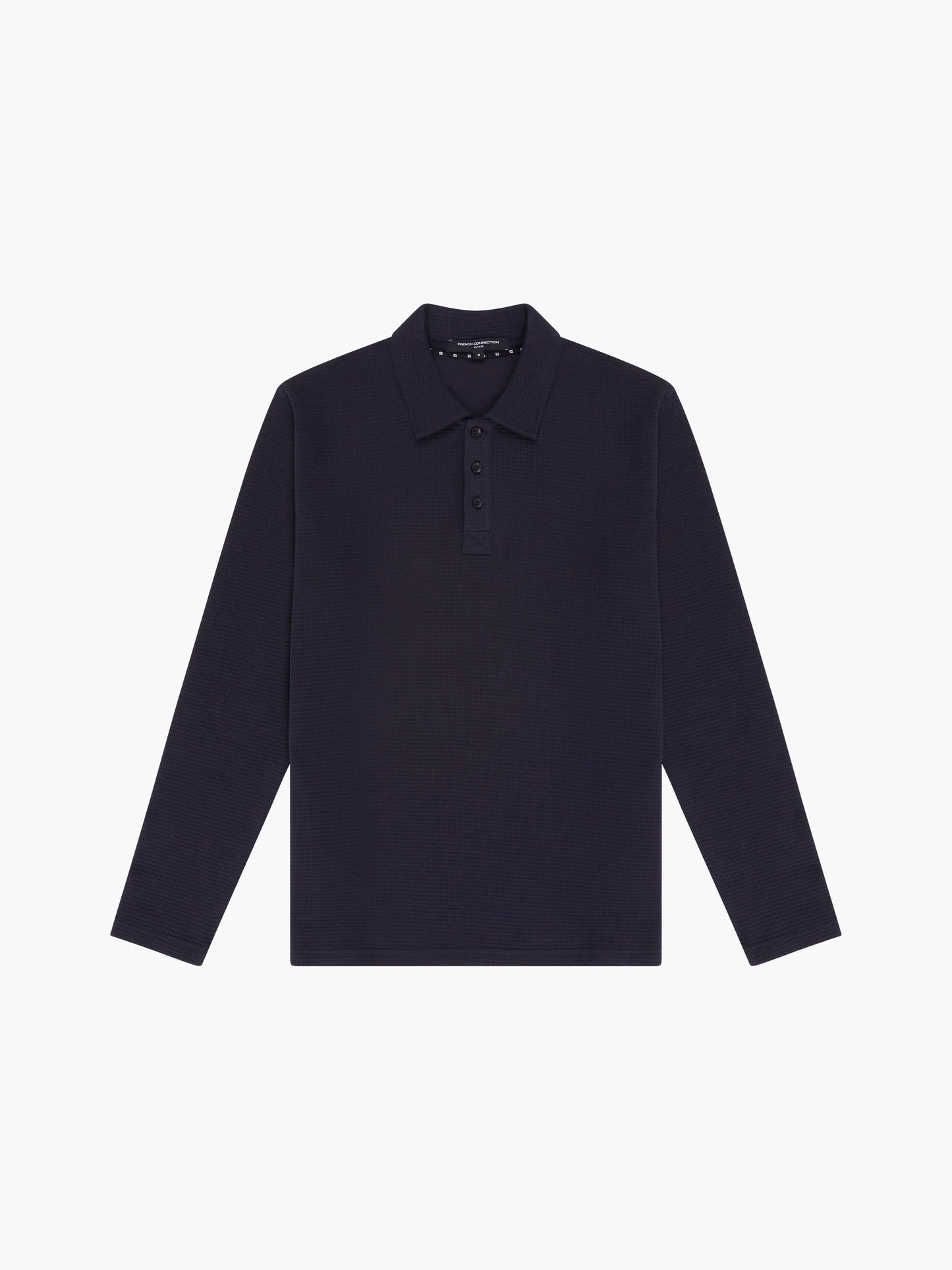 French Connection Long Sleeve Waffle Polo Shirt