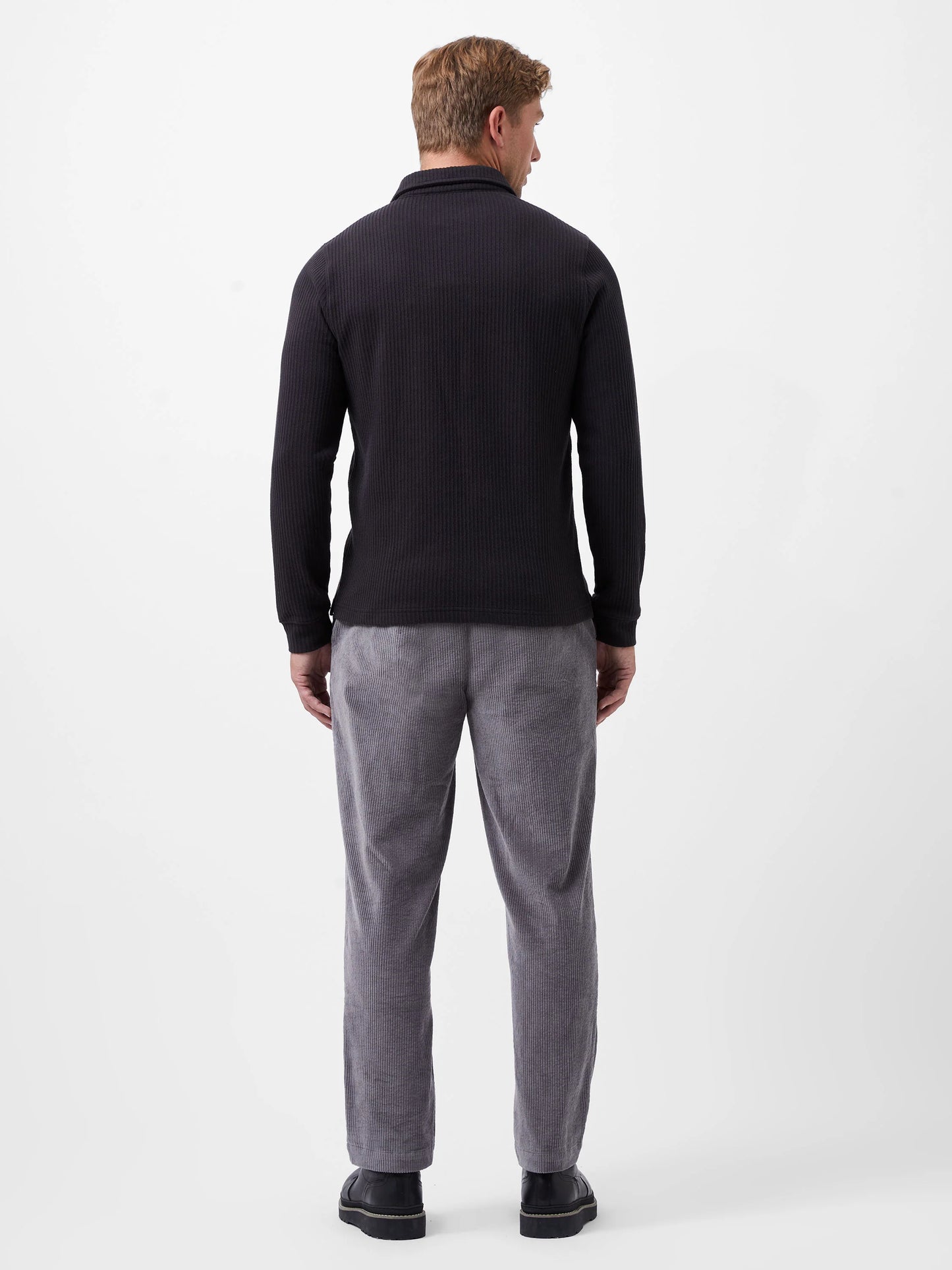 French Connection Long Sleeve Waffle Polo Shirt