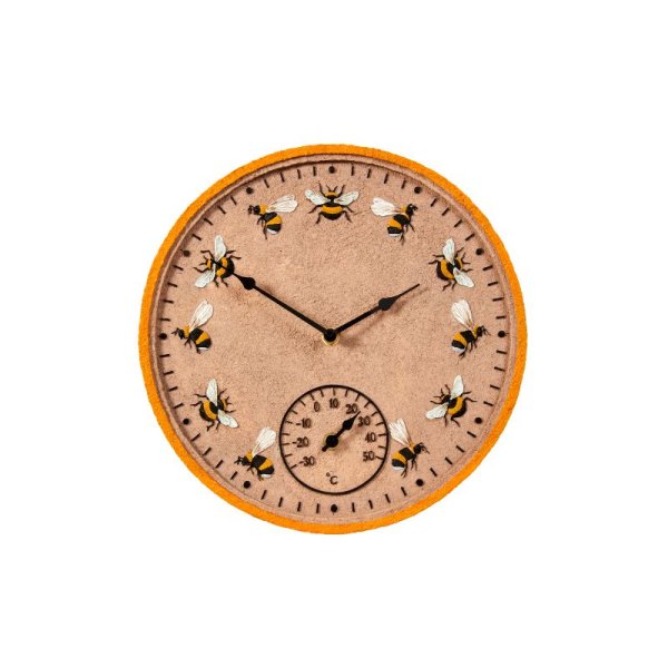 Outside In Beez Wall Clock and Thermometer