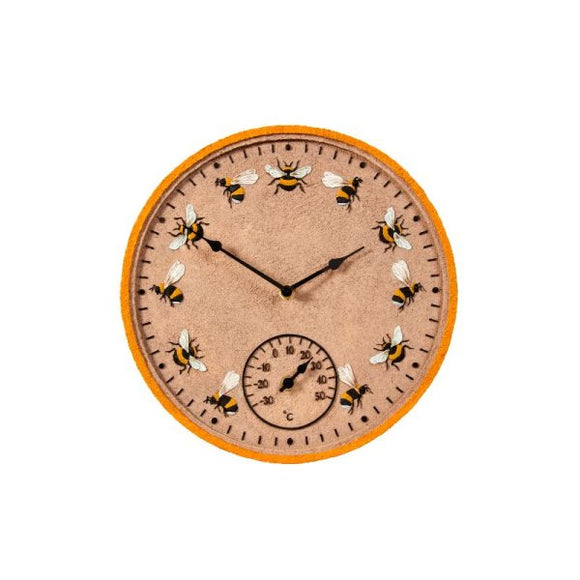 Outside In Beez Wall Clock and Thermometer