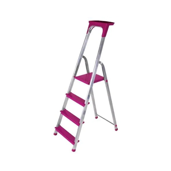 Drabest Aluminium 4-Step Purple Household Ladder with Tool Shelf 150kg