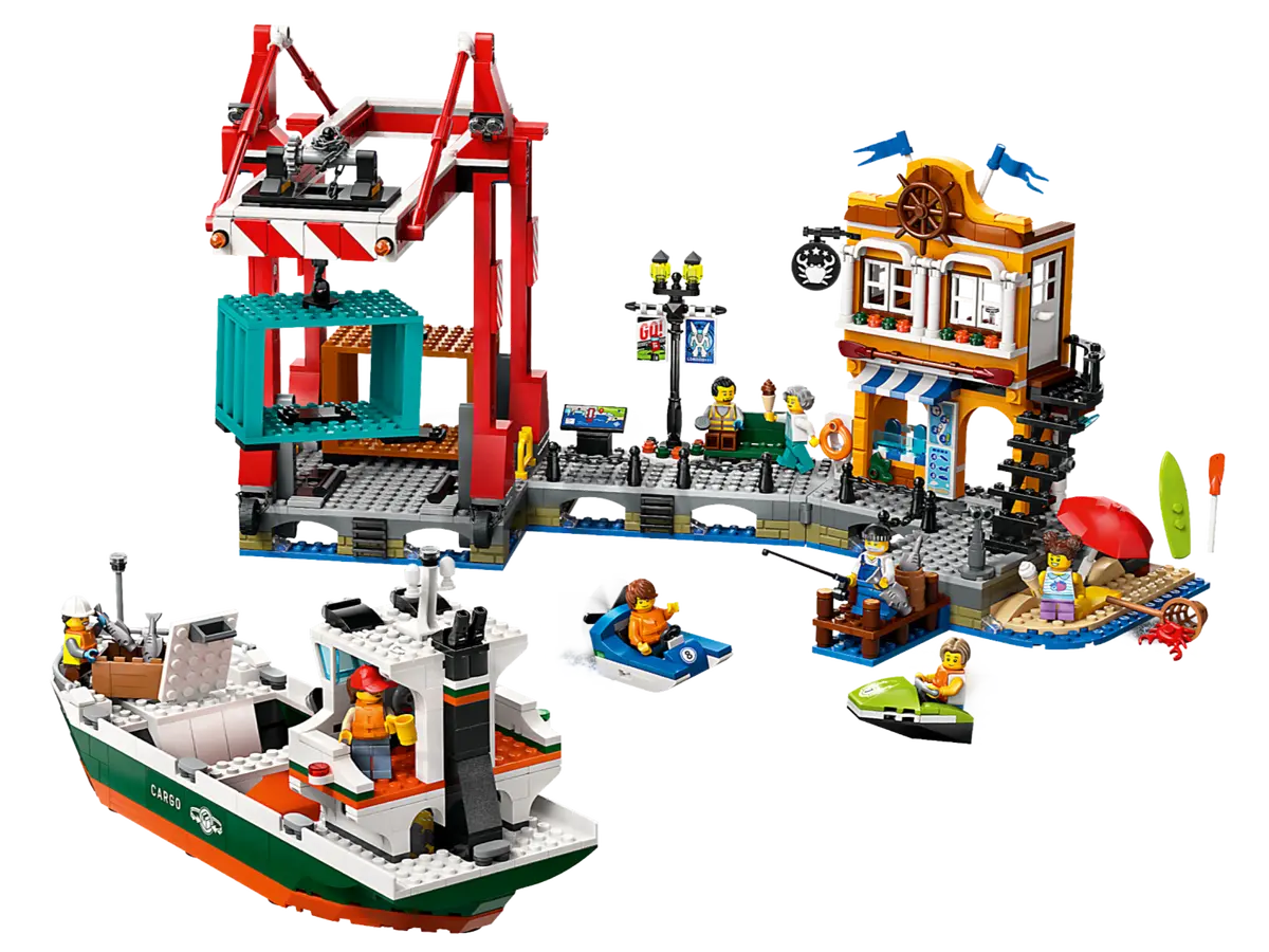 Lego city cargo boat shop