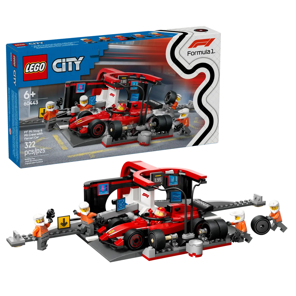 Lego City F1 Pit Stop & Pit Crew with Ferrari Car 60443