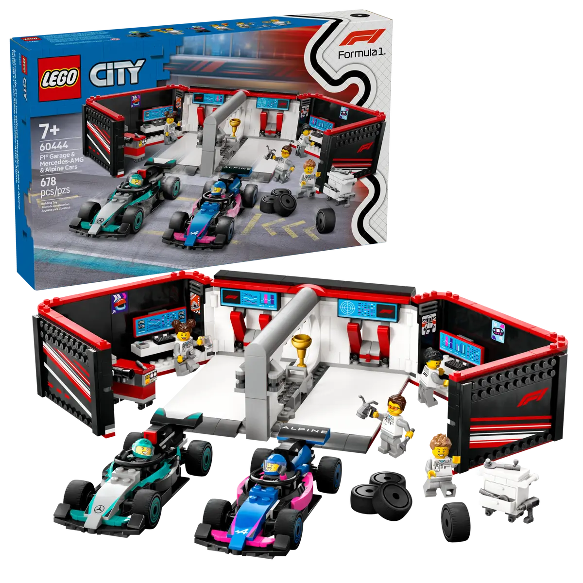 Lego City F1 Garage & Mercedes-AMG & Alpine Cars 60444