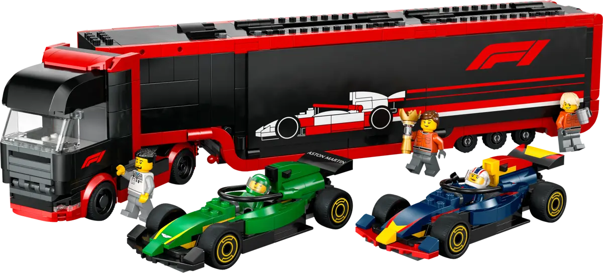 Lego City F1 Truck with RB20 & AMR24 F1 Cars 60445