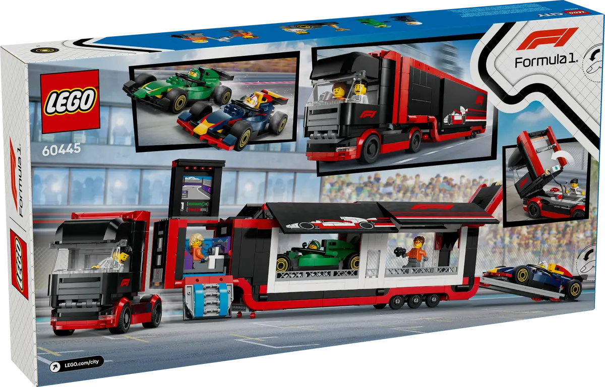 Lego City F1 Truck with RB20 & AMR24 F1 Cars 60445