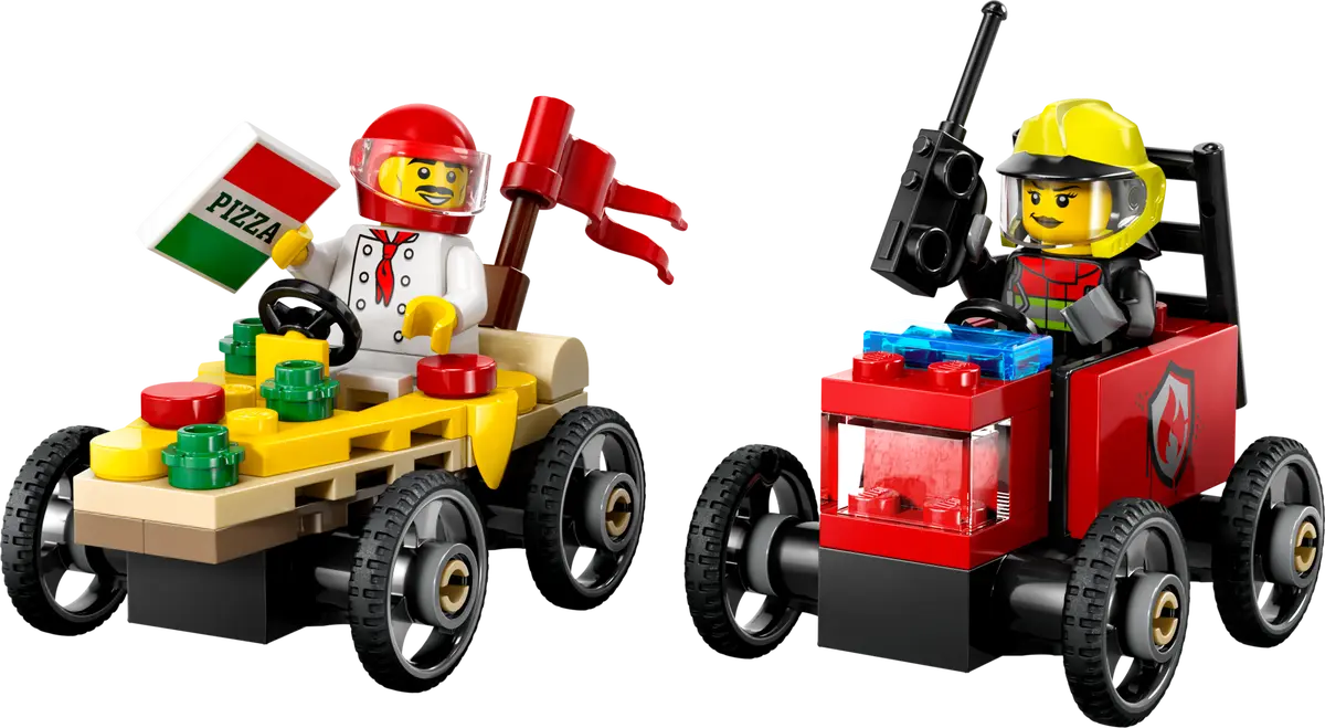 Lego City Pizza vs. Fire Truck Race Car Pack 60458