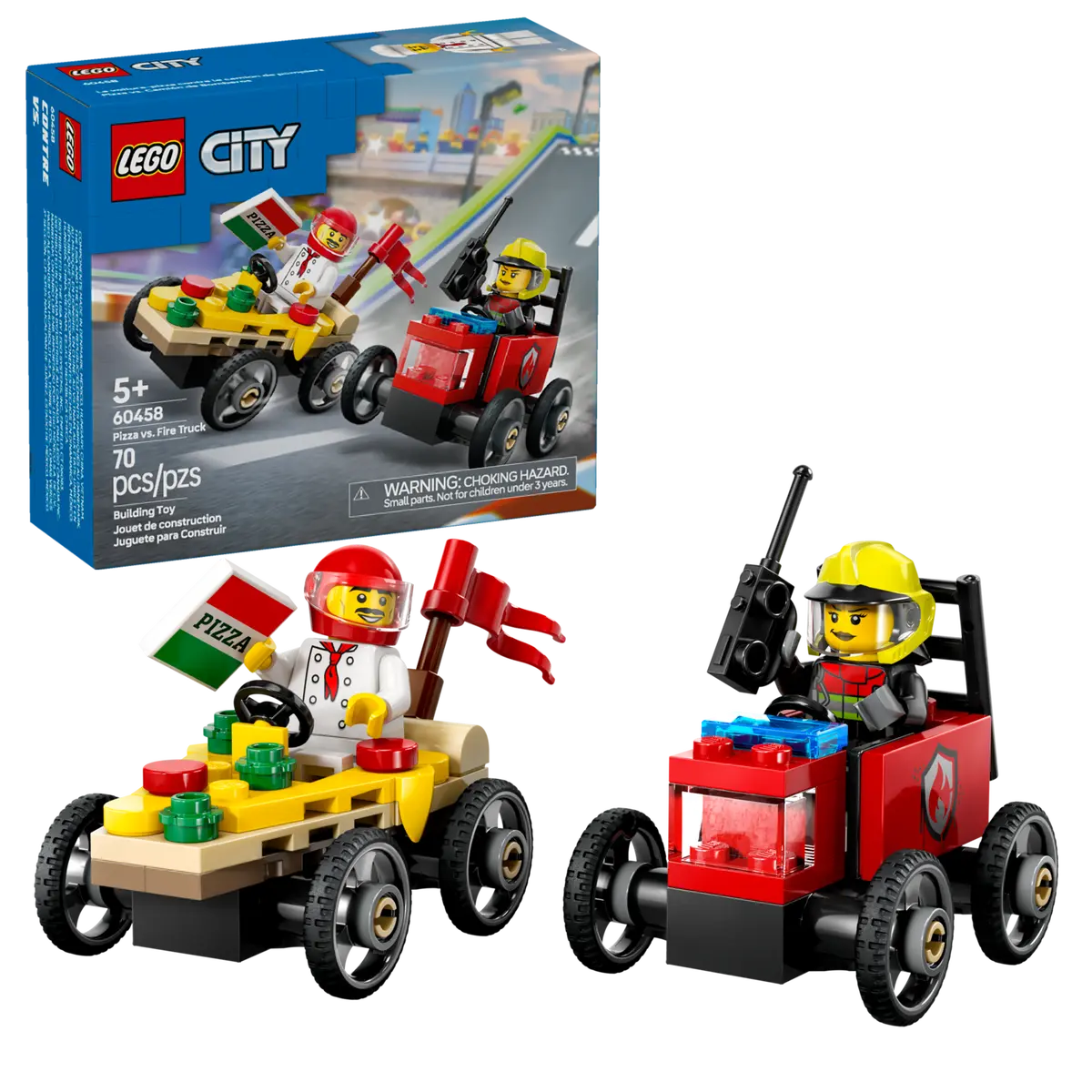 Lego City Pizza vs. Fire Truck Race Car Pack 60458