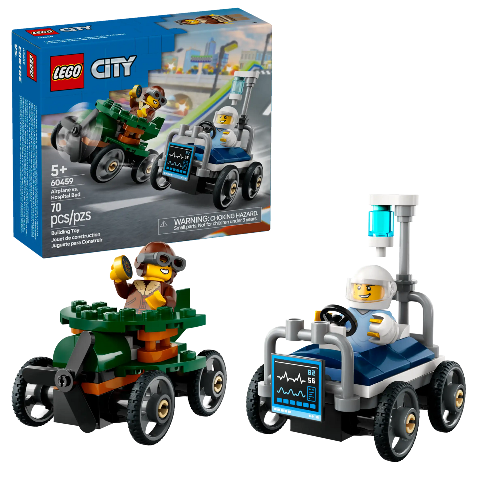 Lego City Airplane vs. Hospital Bed Race Car Pack 60459
