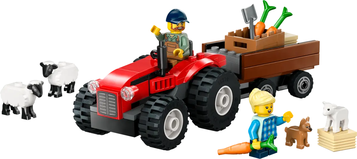 Lego City Red Farm Tractor with Trailer & Sheep 60461