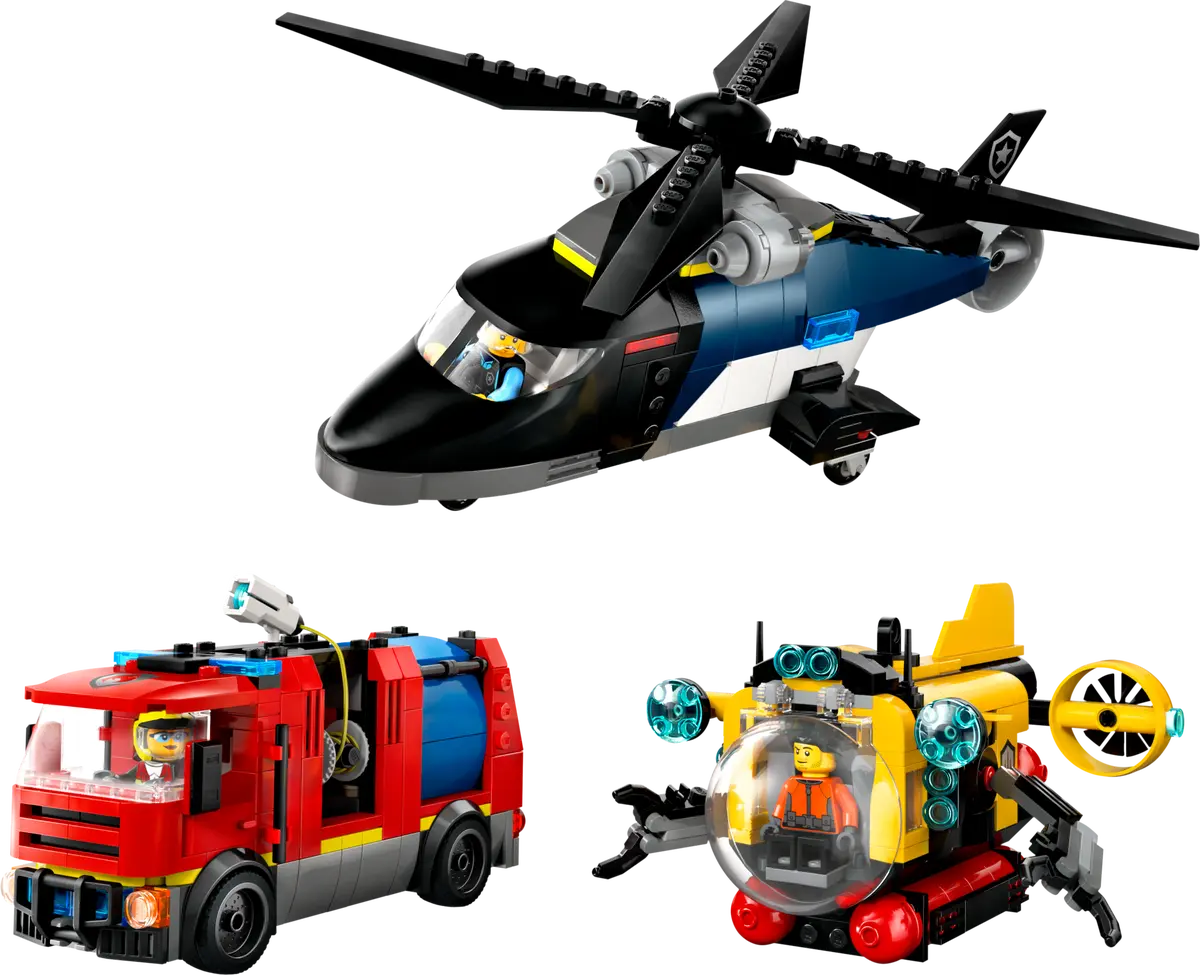 Lego City Helicopter, Fire Truck & Submarine Remix 60462