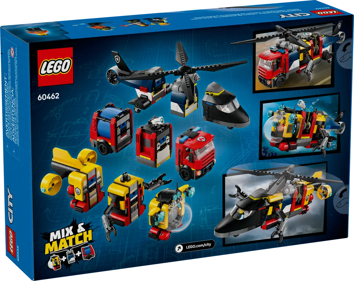 Lego City Helicopter, Fire Truck & Submarine Remix 60462