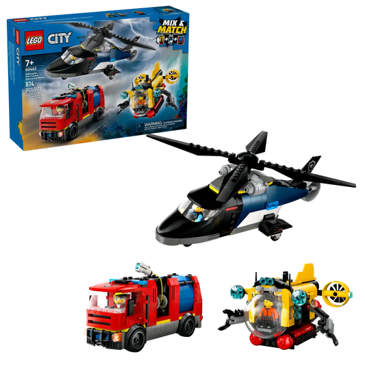 Lego City Helicopter, Fire Truck & Submarine Remix 60462