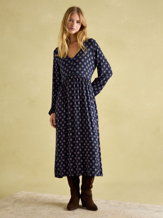 Joules Nia Long Sleeve Midaxi Dress