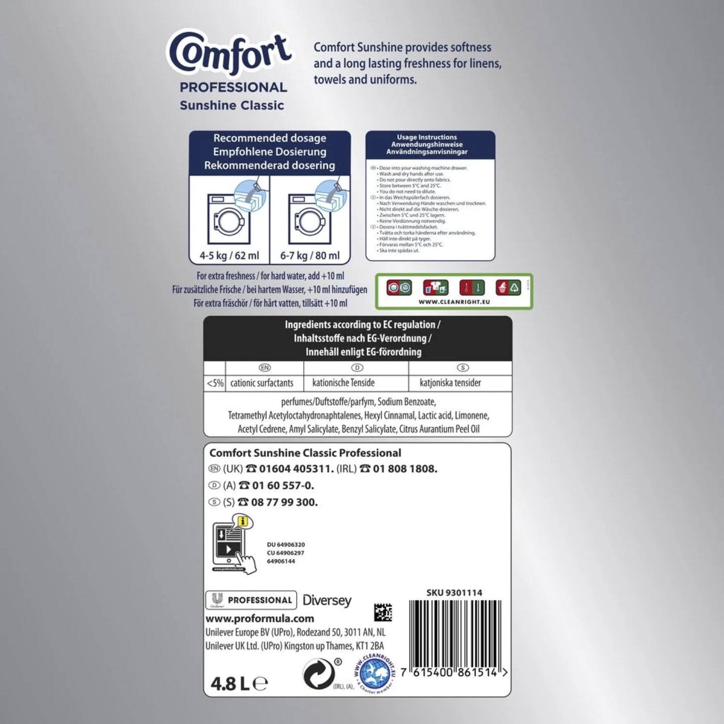 Comfort 4.8L Sunshine Classic Fabric Conditioner - 77 Wash