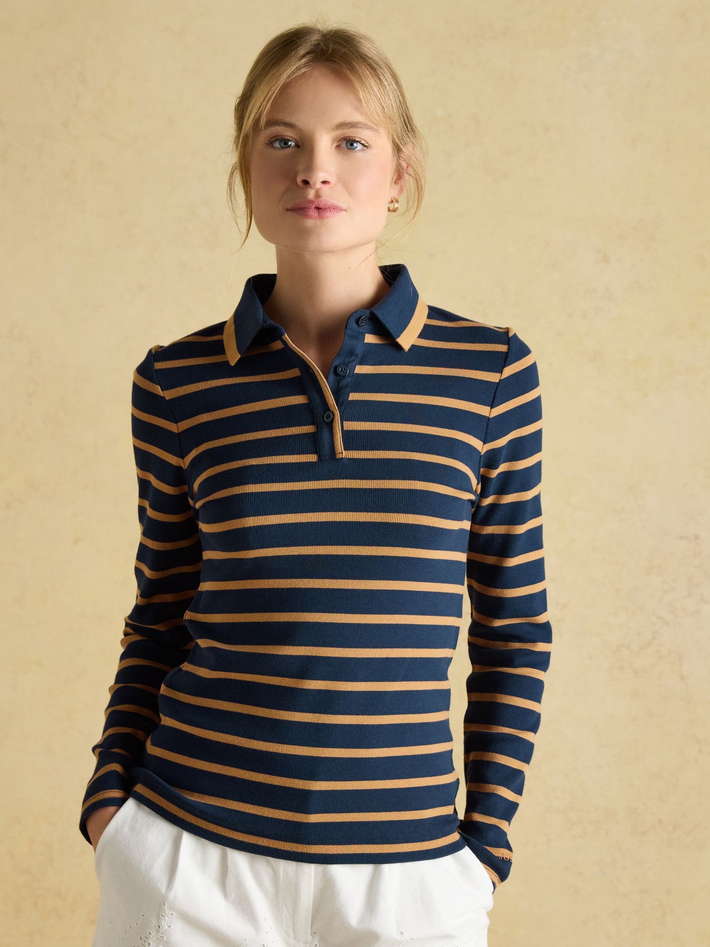 Joules Fairfield Long Sleeve Ribbed Polo Shirt